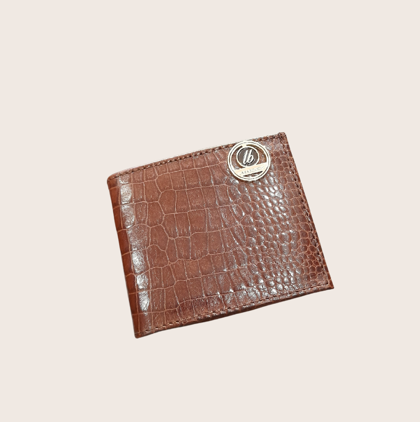 Porte monnaie cuir croco marron_homme